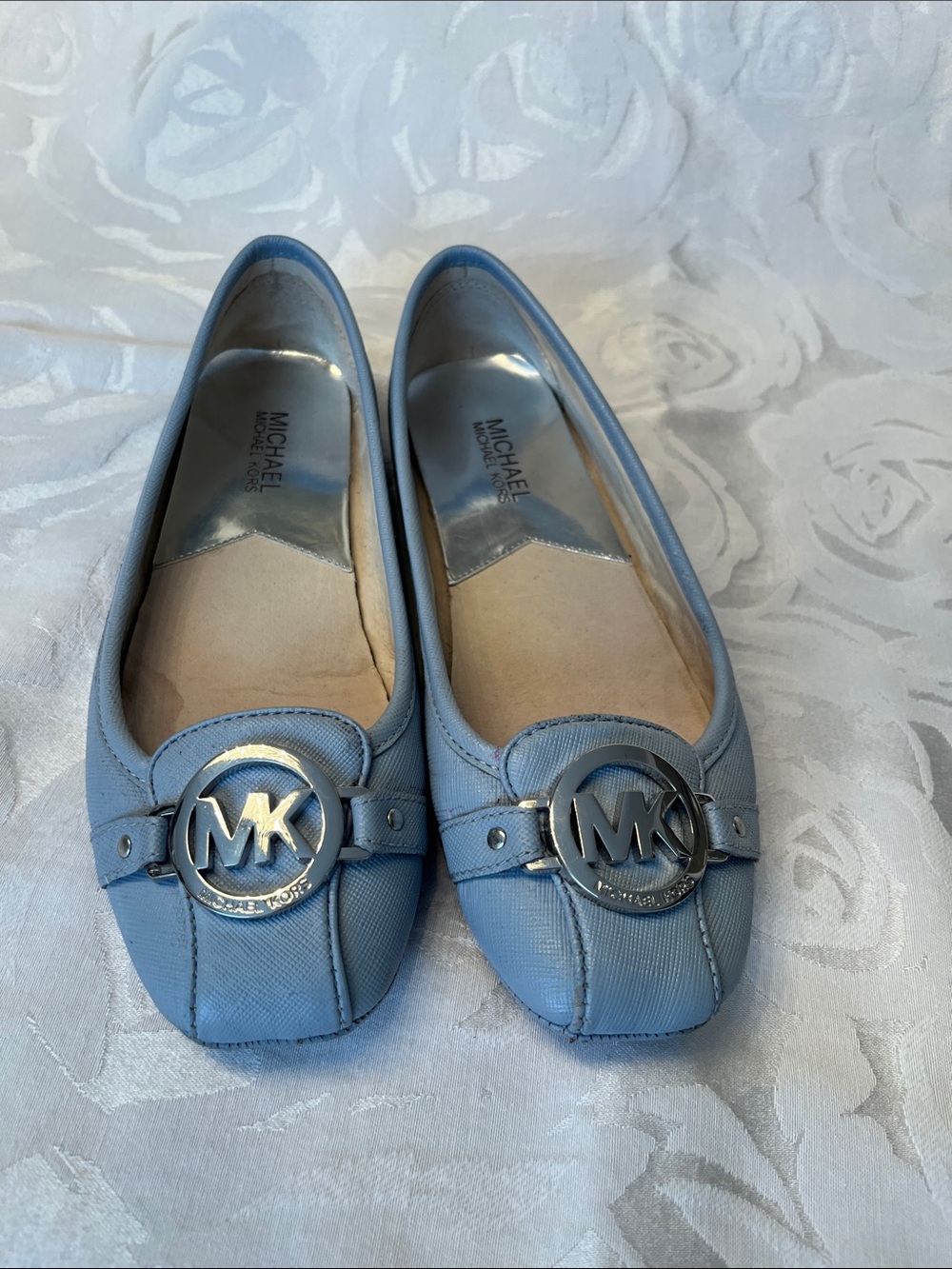Michael Kors Powder Blue MK Medallion Slip-On Flats